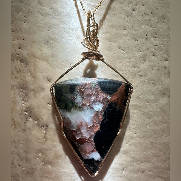 14k Gold Filled Rare Native Copper Lightning Stone Healing Necklace Pendant